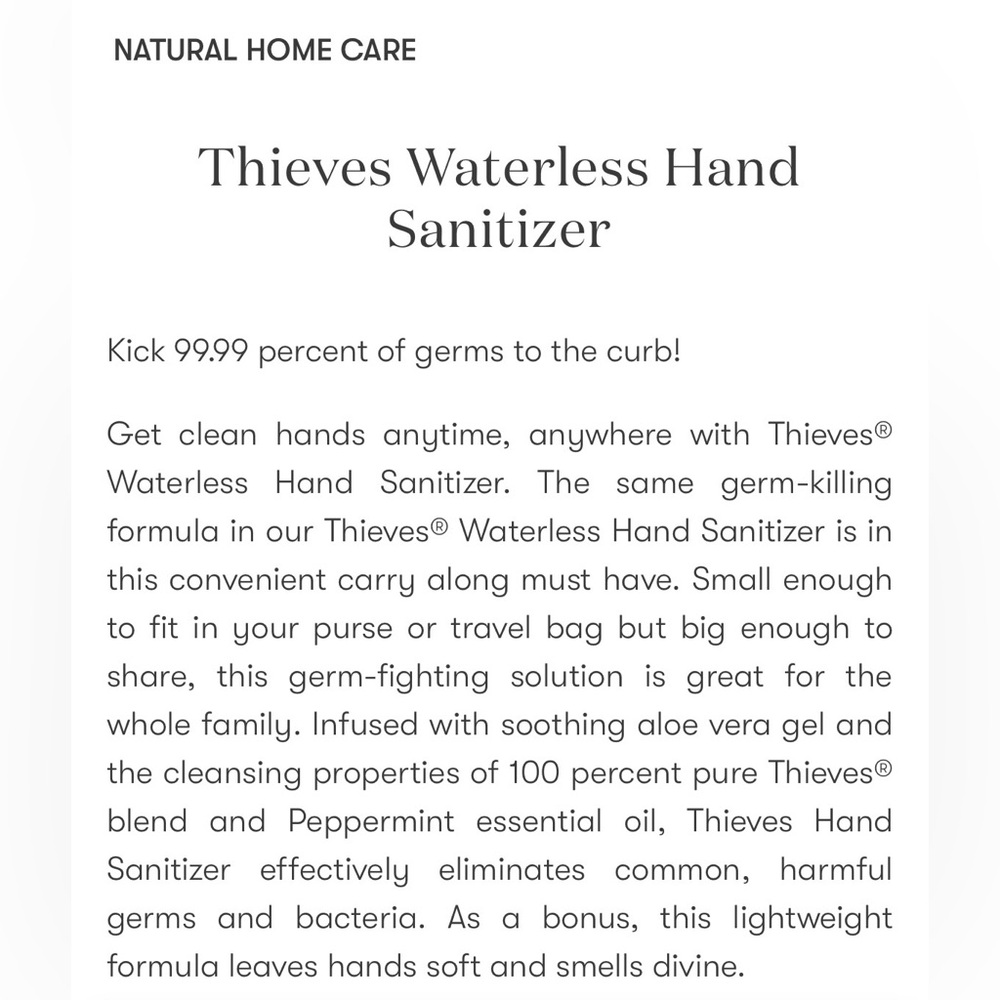 Young Living Thieves Waterless Hand Sanitizer With Gray Raccoon Holder - Picture 4 of 4